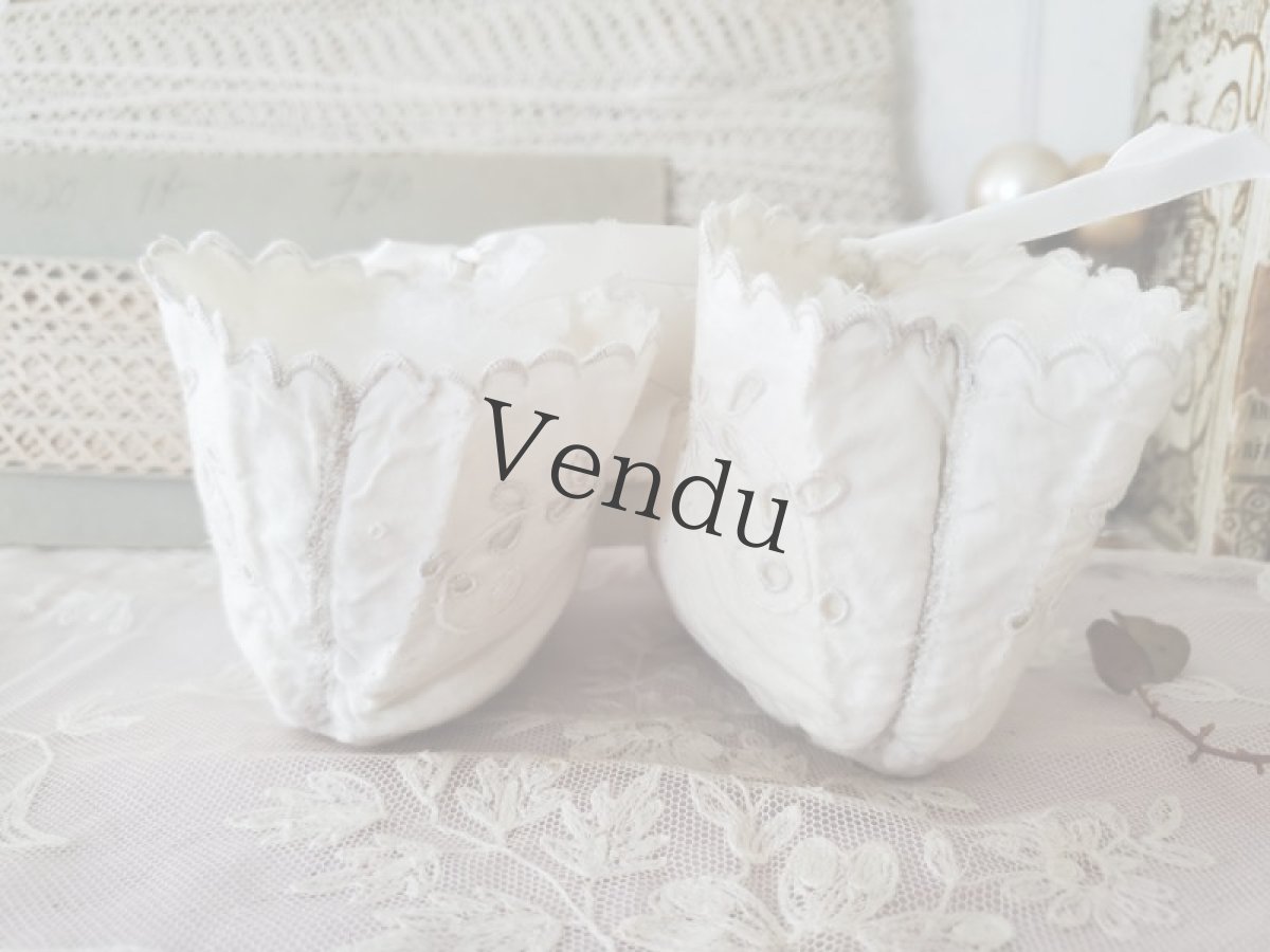 画像6: フランスアンティーク　カットワーク刺繍 べべのショーソン (6)