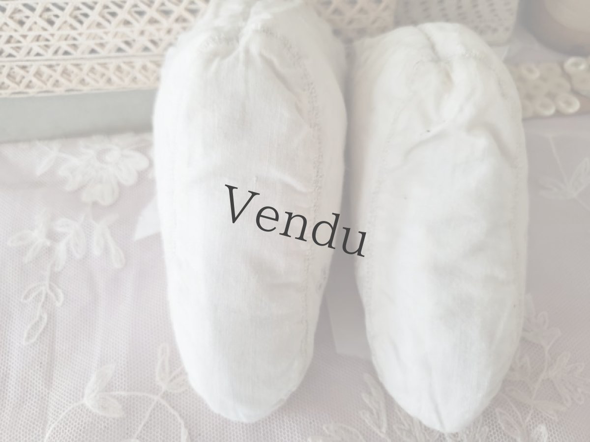 画像8: フランスアンティーク　カットワーク刺繍 べべのショーソン (8)