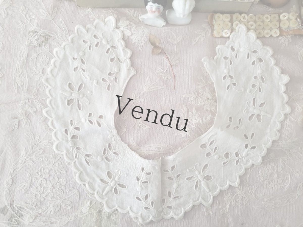 画像5: フランスアンティーク　カットワーク刺繍 少女のつけ襟 (5)