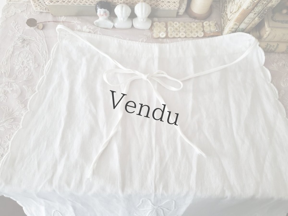 画像4: フランスアンティーク　カットワーク刺繍 タブリエ（エプロン） (4)