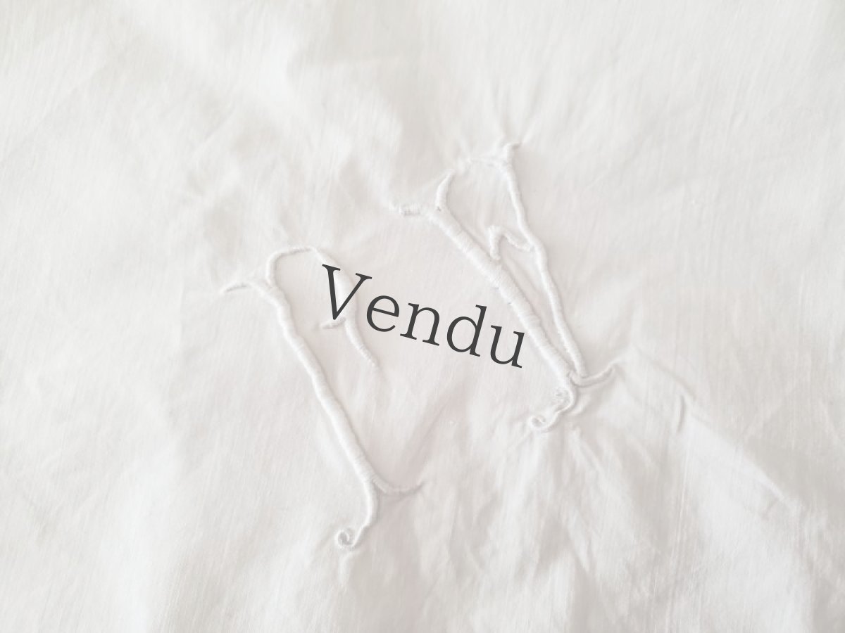 画像3: フランスアンティーク　モノグラム刺繍入りクッション（まくら）カバー (3)