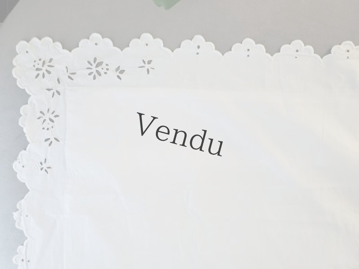 画像6: フランスアンティーク　モノグラム刺繍入りクッション（まくら）カバー (6)