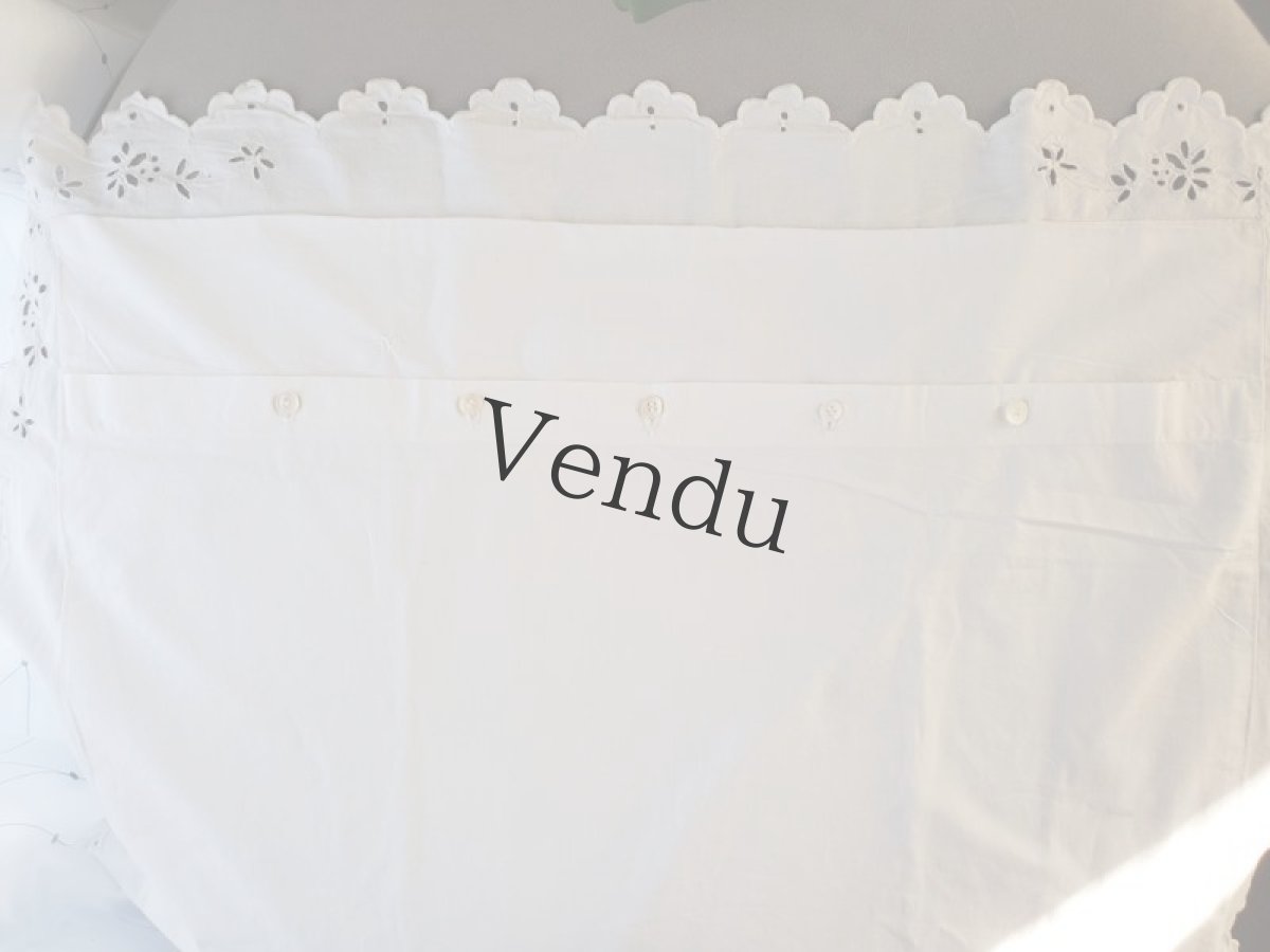 画像8: フランスアンティーク　モノグラム刺繍入りクッション（まくら）カバー (8)