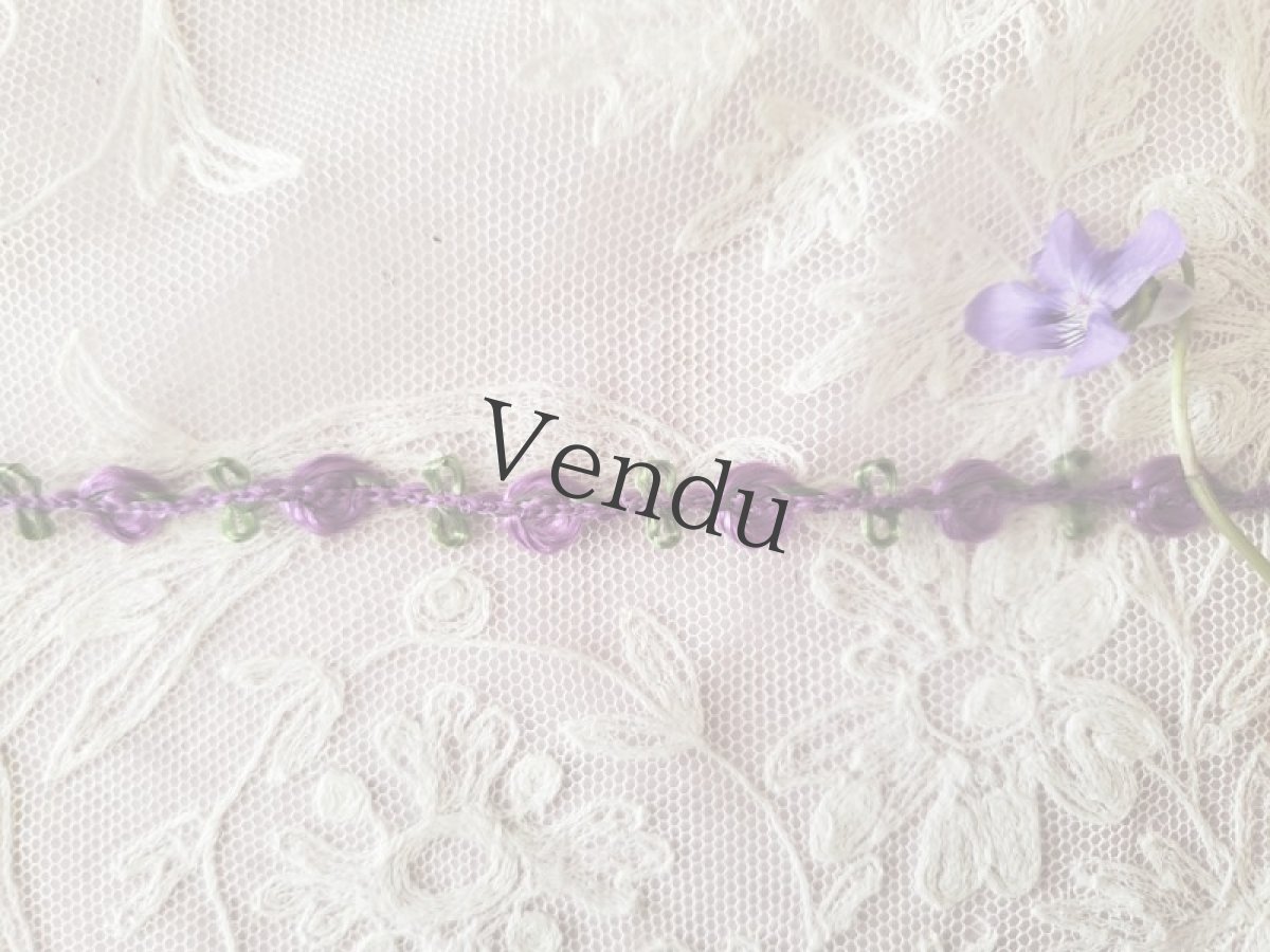 画像3: フランスヴィンテージ　すみれ色のロココリボン 50cm〜 (3)