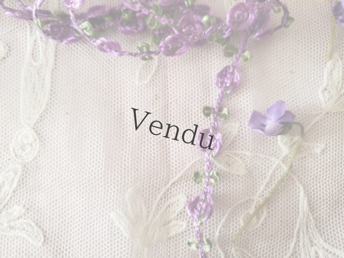 画像4: フランスヴィンテージ　すみれ色のロココリボン 50cm〜 (4)