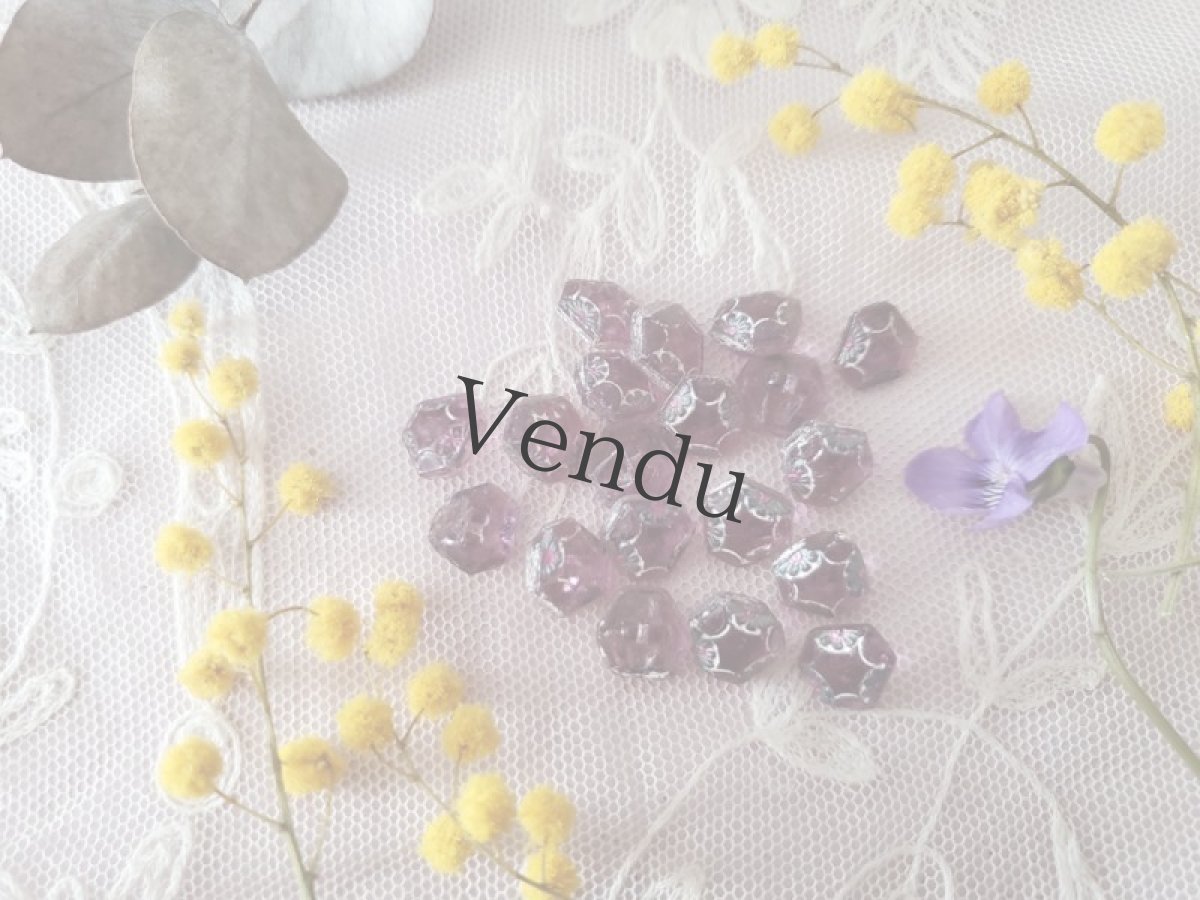 画像4: フランスヴィンテージ　アメジスト色 極小ガラスボタン 9mm 2個セット (4)