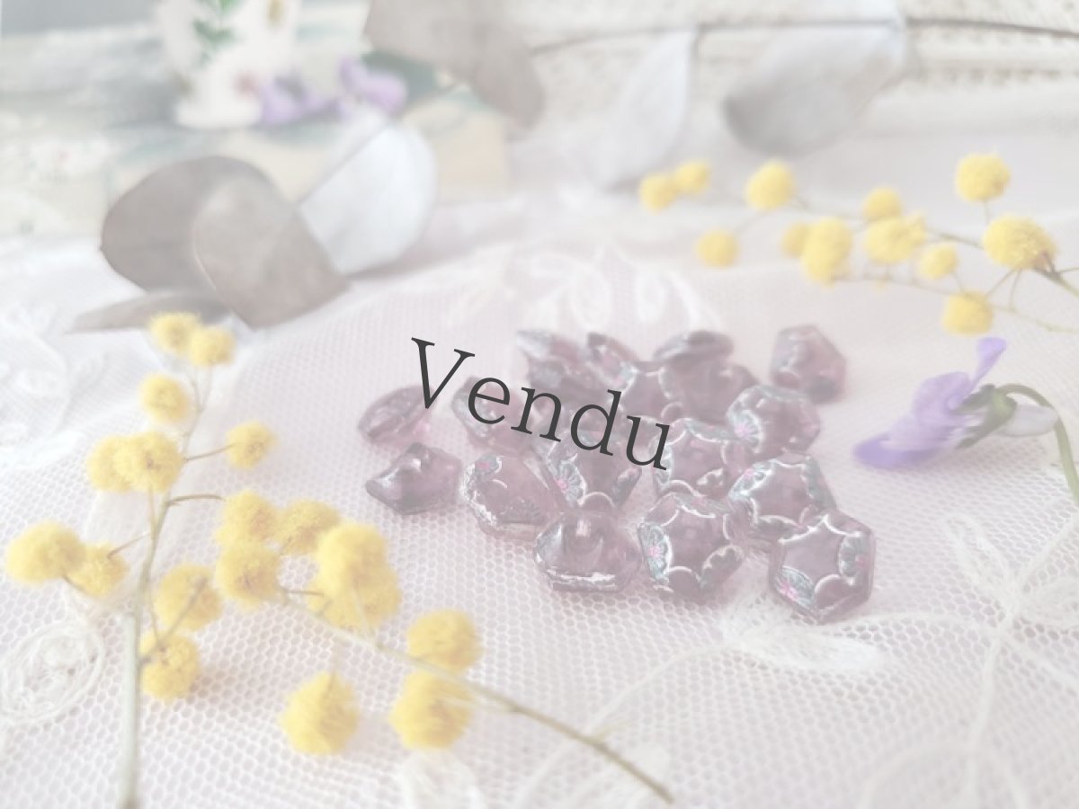 画像5: フランスヴィンテージ　アメジスト色 極小ガラスボタン 9mm 2個セット (5)