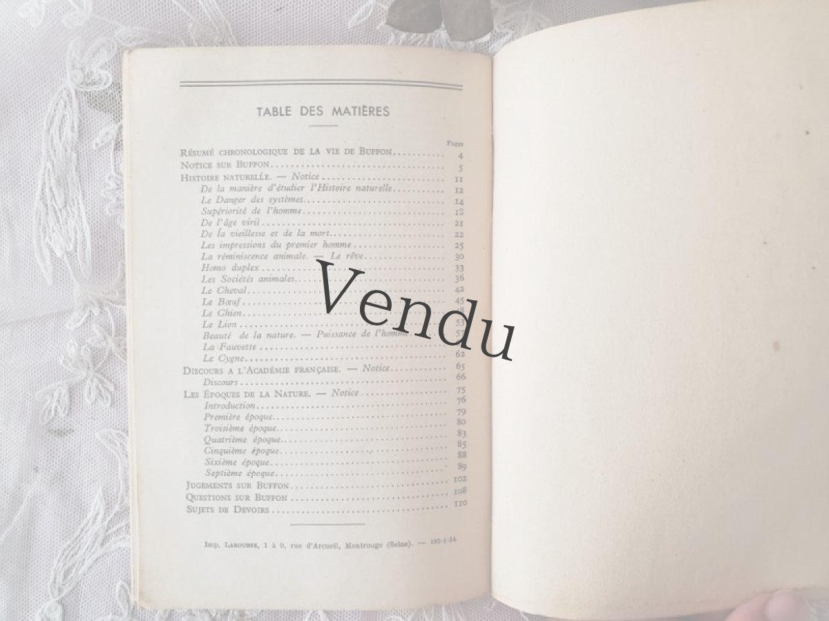 画像7: フランス 1934年 本　Buffon "Pages Choisies" - CLASSIQUES LAROUSSE _ Paris (7)