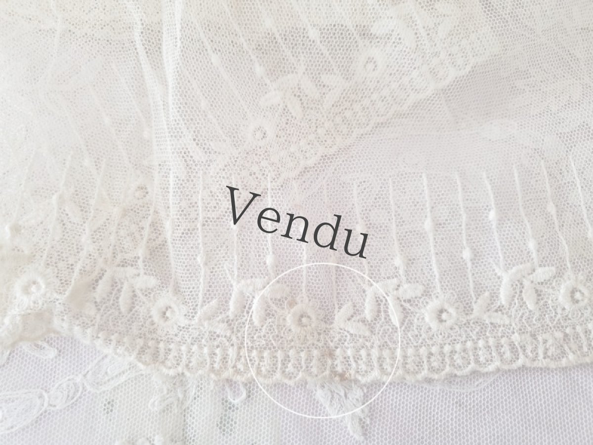 画像8: フランスヴィンテージ　チュール刺繍幅広レース 123cm (8)