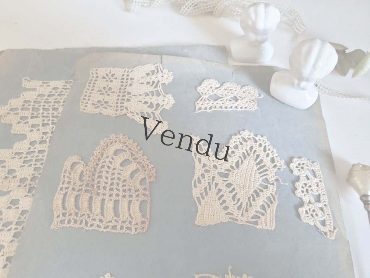 画像10: フランスアンティーク クロッシェレース見本帳２ページ (10)