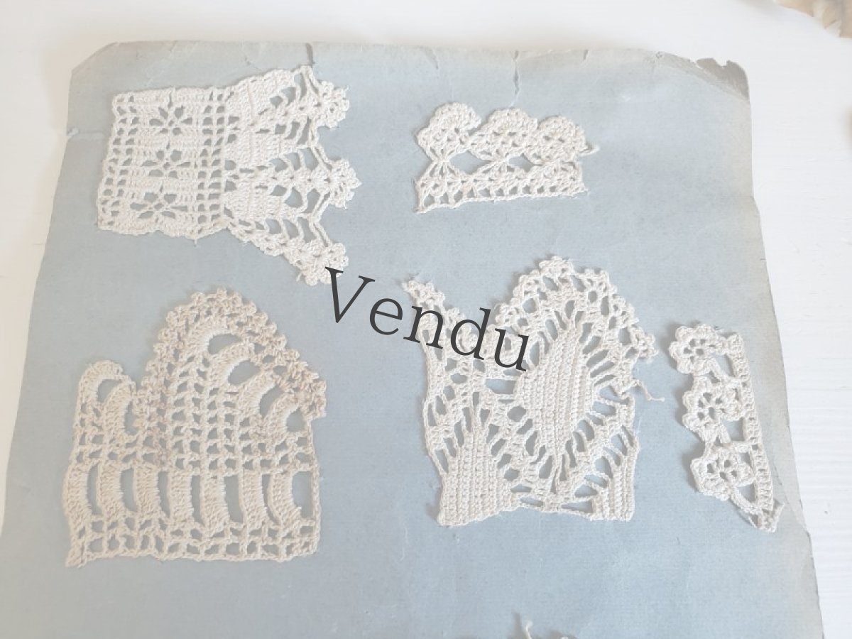 画像3: フランスアンティーク クロッシェレース見本帳２ページ (3)