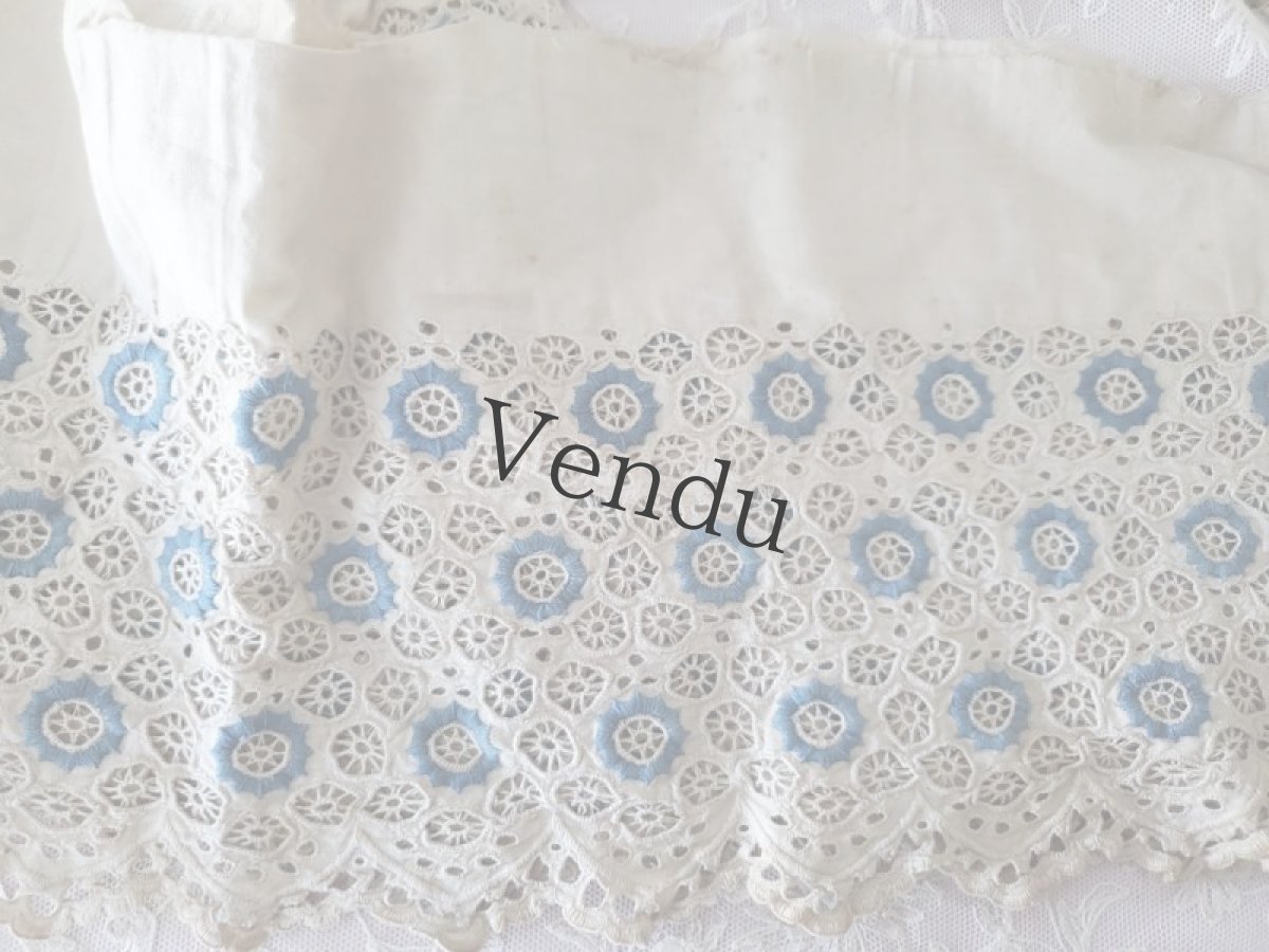 画像2: フランスアンティーク　可愛い刺繍の幅広レース端切れ 100cm (2)