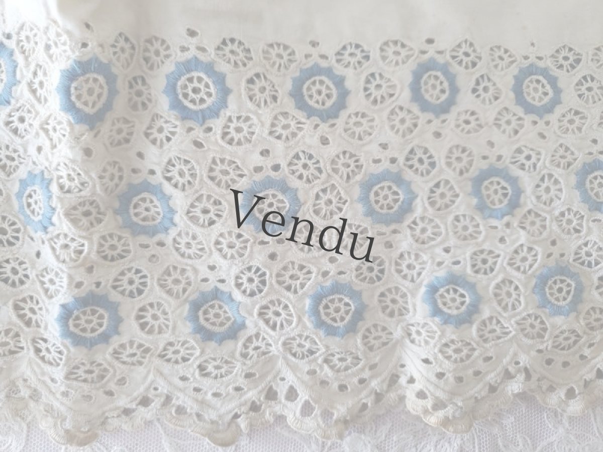 画像3: フランスアンティーク　可愛い刺繍の幅広レース端切れ 100cm (3)