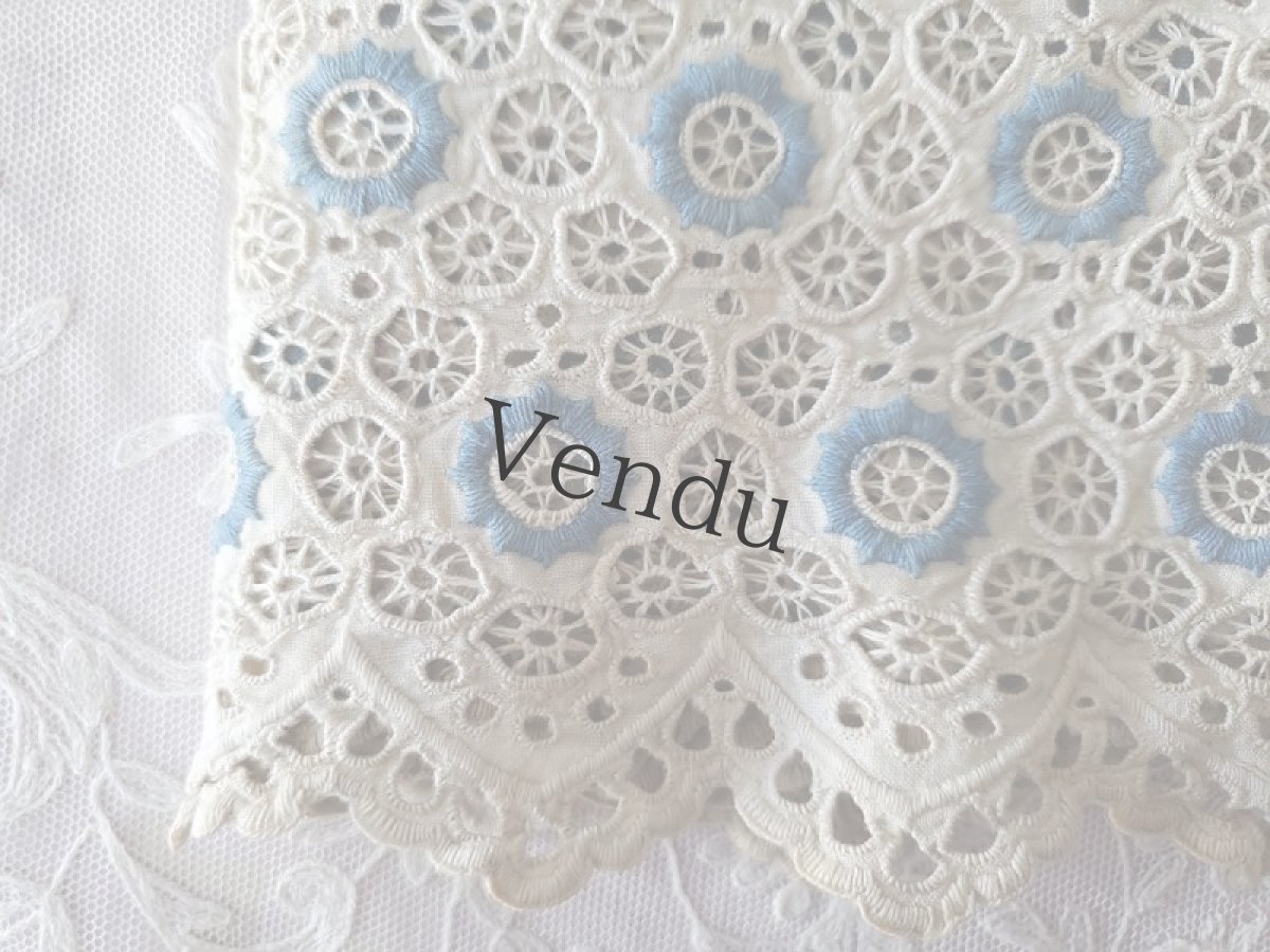 画像5: フランスアンティーク　可愛い刺繍の幅広レース端切れ 100cm (5)