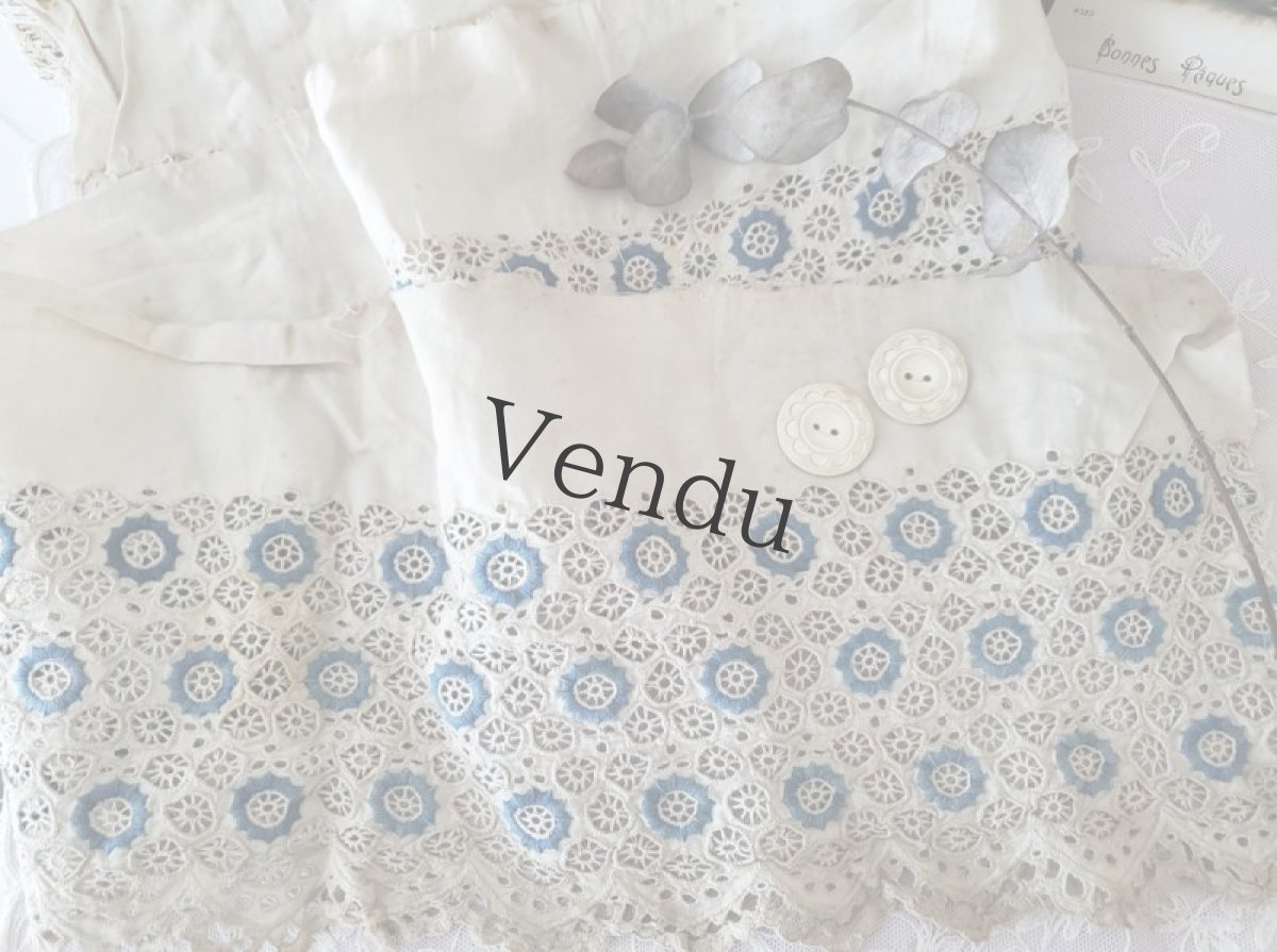 画像8: フランスアンティーク　可愛い刺繍の幅広レース端切れ 100cm (8)