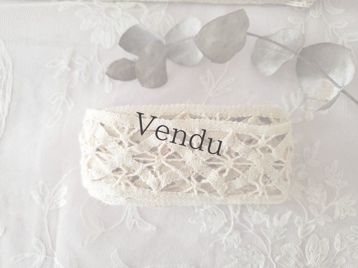 画像4: フランスアンティーク　ダイヤ柄レースブレード 246cm (4)