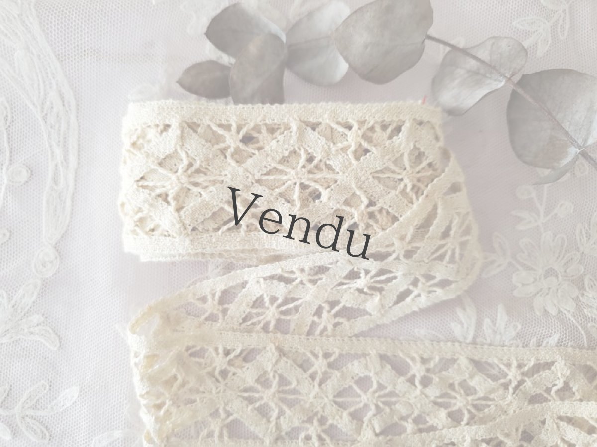 画像2: フランスアンティーク　ダイヤ柄レースブレード 246cm (2)