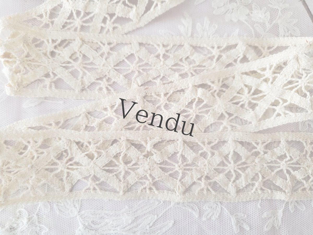 画像3: フランスアンティーク　ダイヤ柄レースブレード 246cm (3)