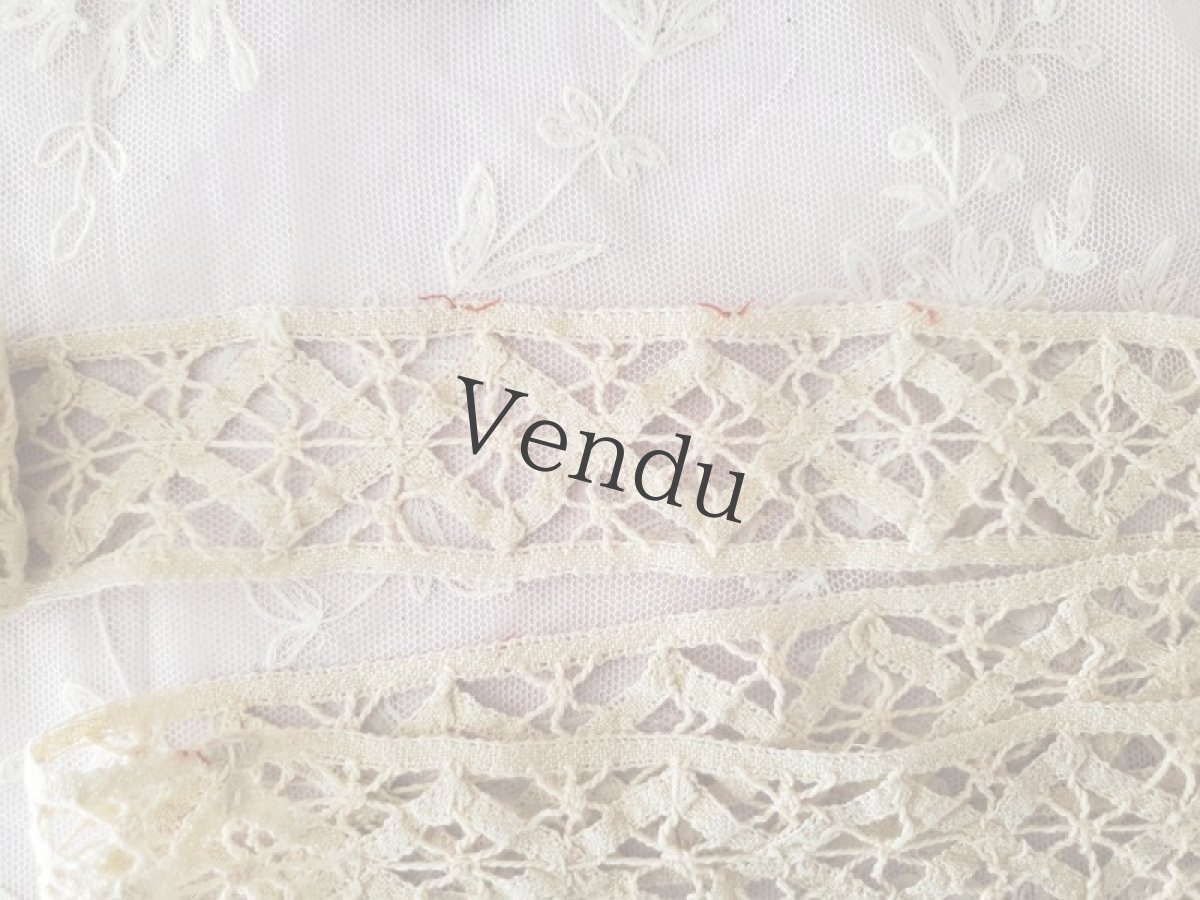 画像5: フランスアンティーク　ダイヤ柄レースブレード 246cm (5)