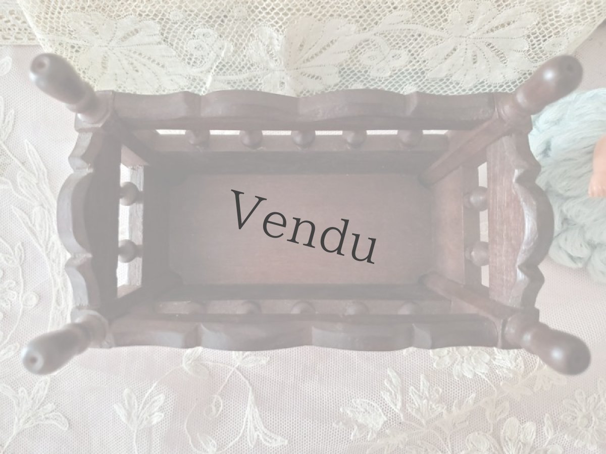 画像3: フランス 1950年代 ドール用 ミニチュア ブルトン木製ベビーベッド (3)