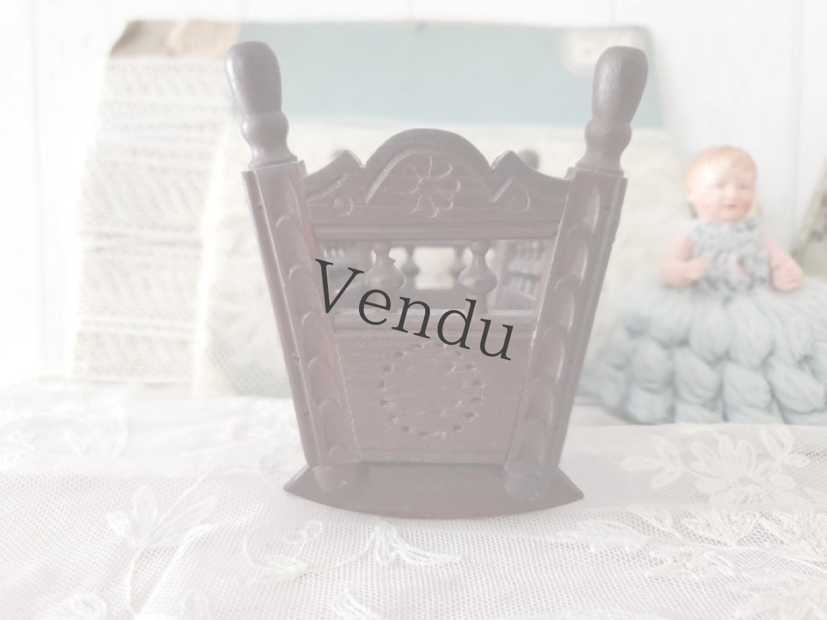 画像5: フランス 1950年代 ドール用 ミニチュア ブルトン木製ベビーベッド (5)