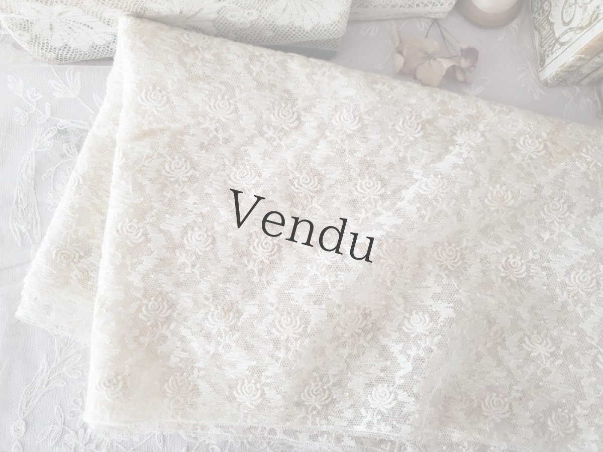画像4: フランスヴィンテージ　チュール刺繍レース生地 42×295cm (4)