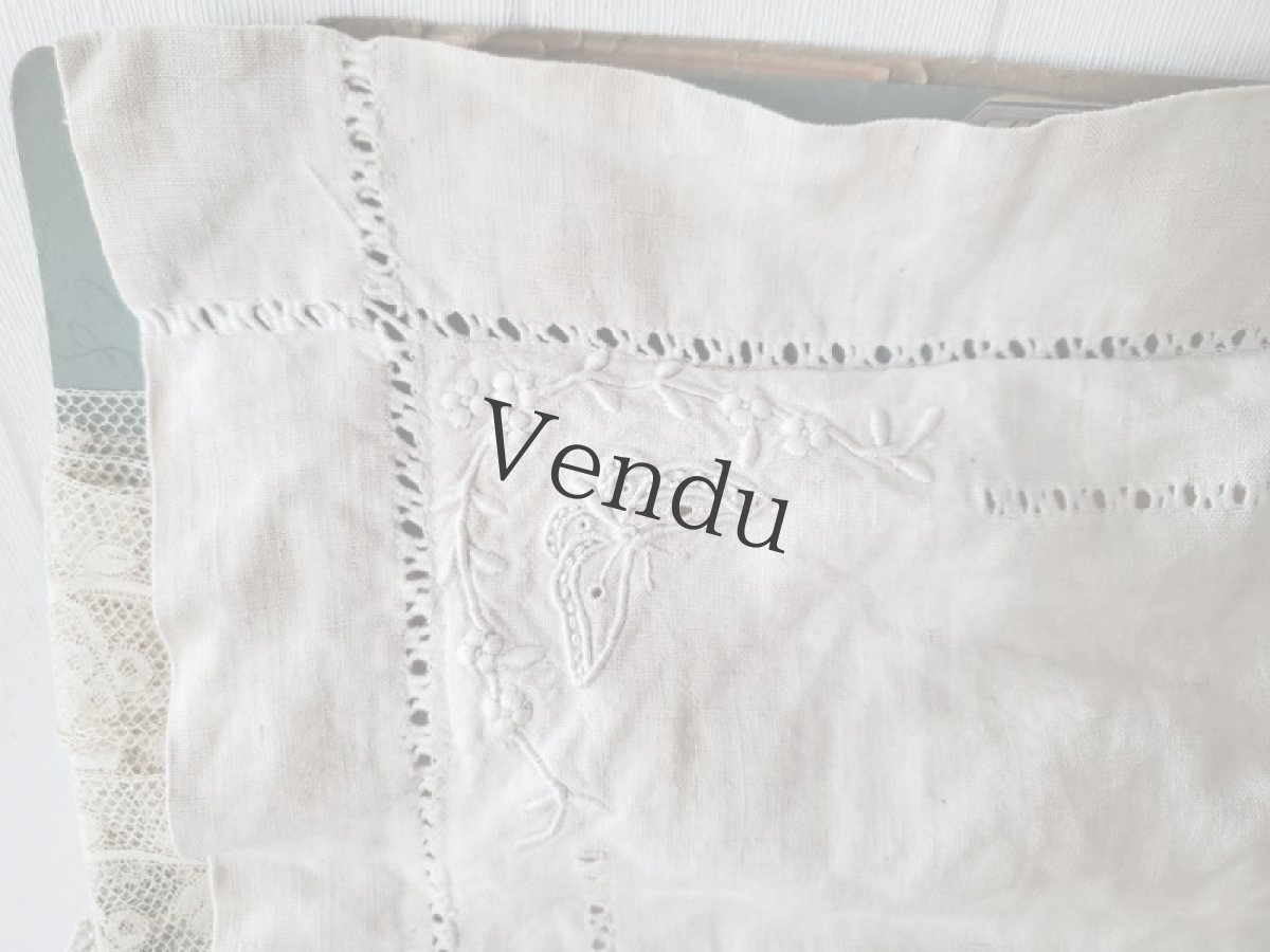 画像4: フランス蚤の市　モノグラム刺繍入りリネンのクッションカバー (4)