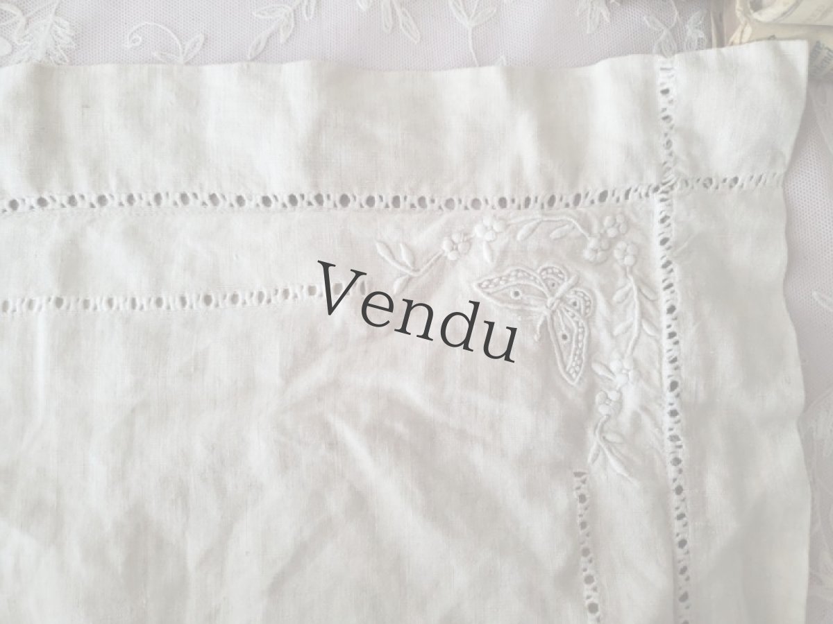 画像5: フランス蚤の市　モノグラム刺繍入りリネンのクッションカバー (5)