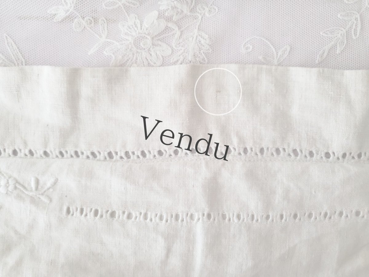 画像8: フランス蚤の市　モノグラム刺繍入りリネンのクッションカバー (8)