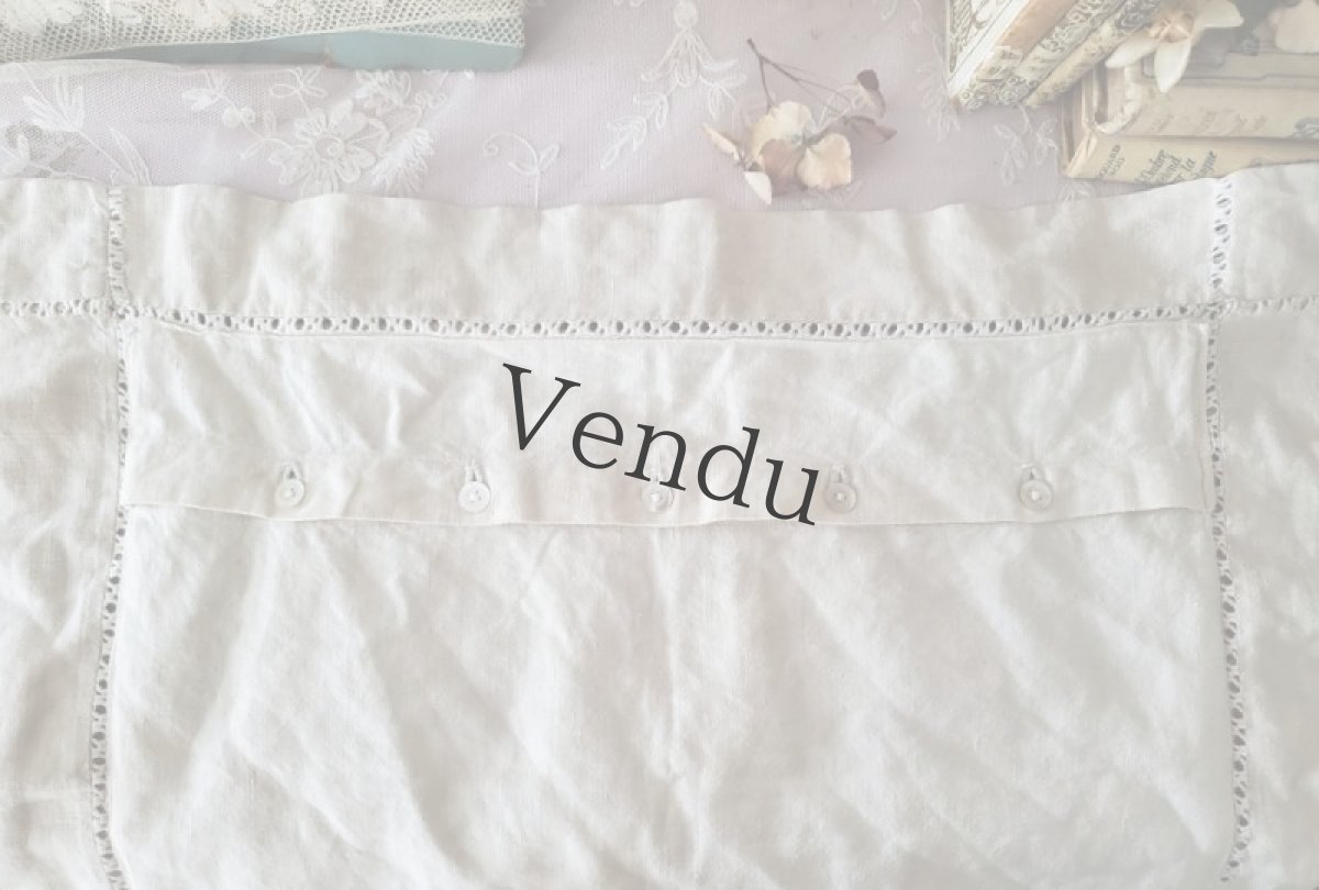 画像6: フランス蚤の市　モノグラム刺繍入りリネンのクッションカバー (6)