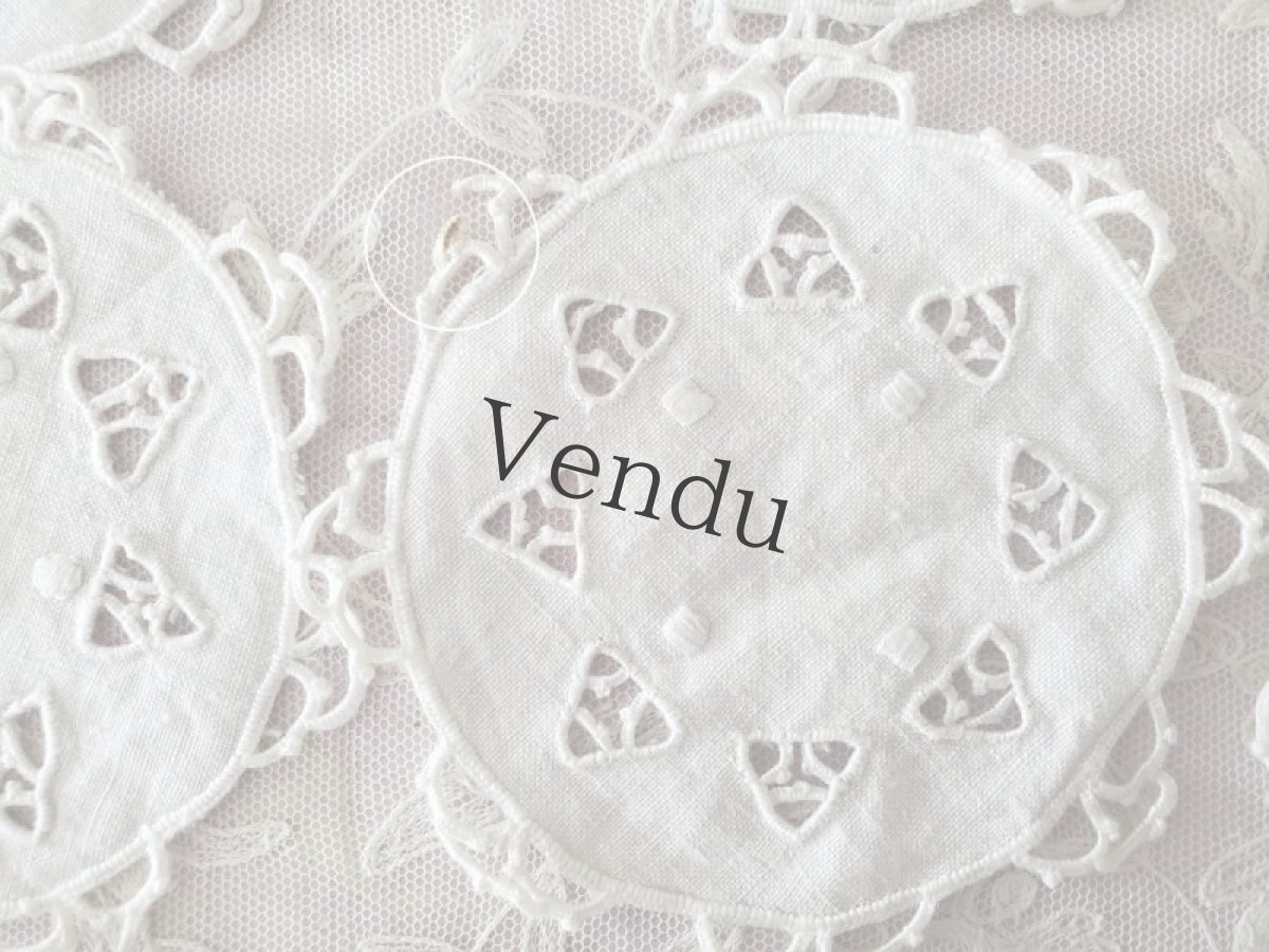 画像6: フランス蚤の市　カットワーク刺繍小さなドイリー６枚セット (6)