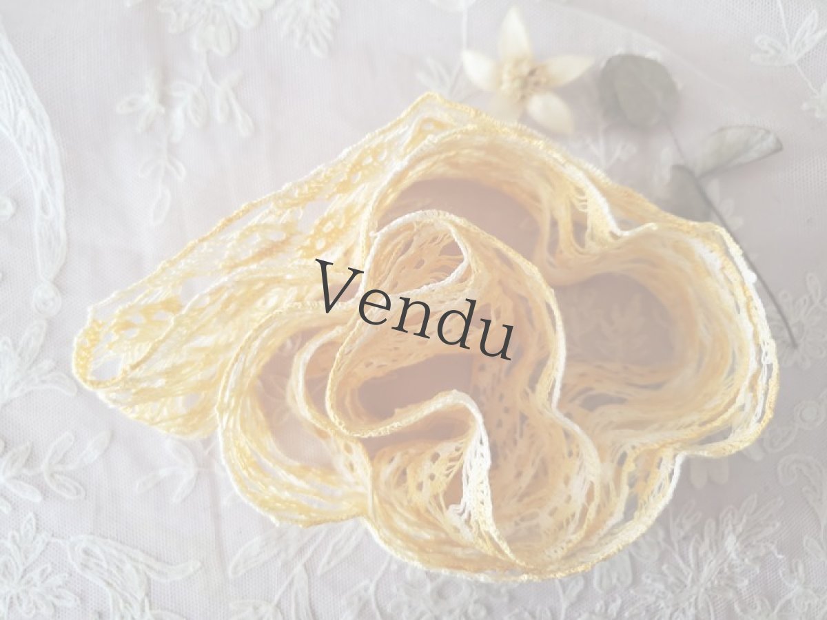 画像5: フランス蚤の市　円状幅広レース 黄色 54cm (5)