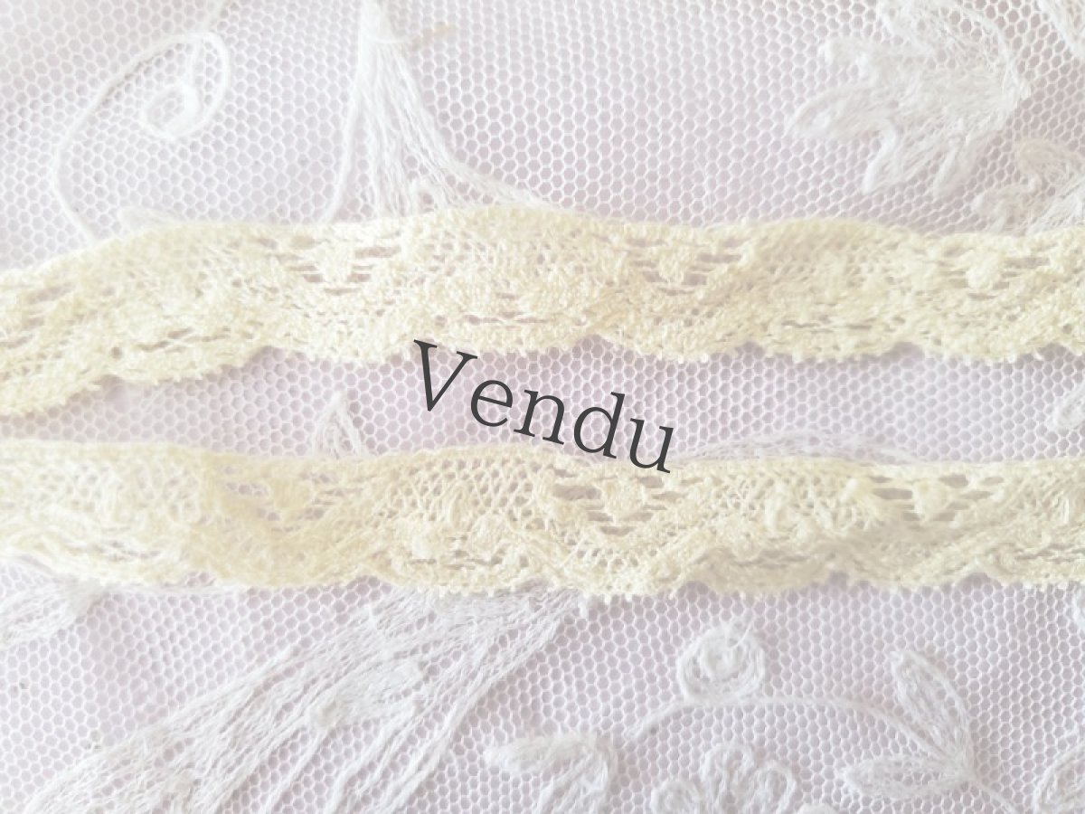 画像4: フランス蚤の市　レースブレード クリームがかった黄色 385cm (4)