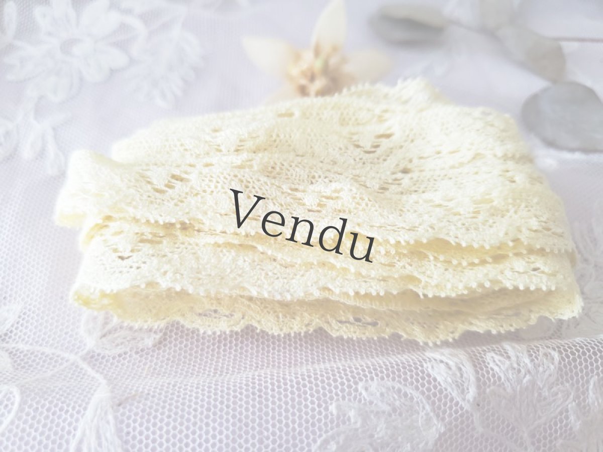 画像6: フランス蚤の市　レースブレード クリームがかった黄色 385cm (6)