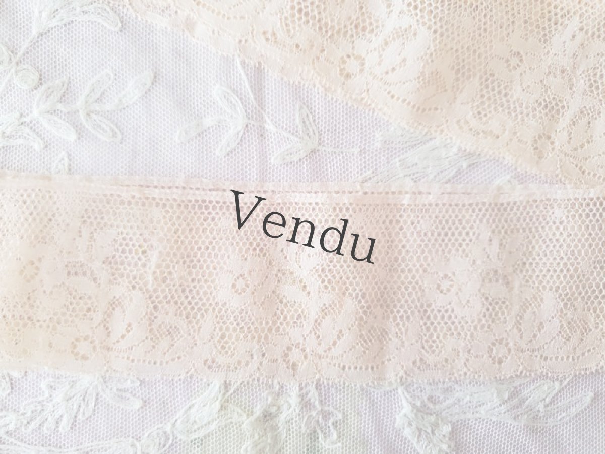 画像2: フランス蚤の市　円状ヴァレンシエンヌレース 淡いピンク 105cm (2)