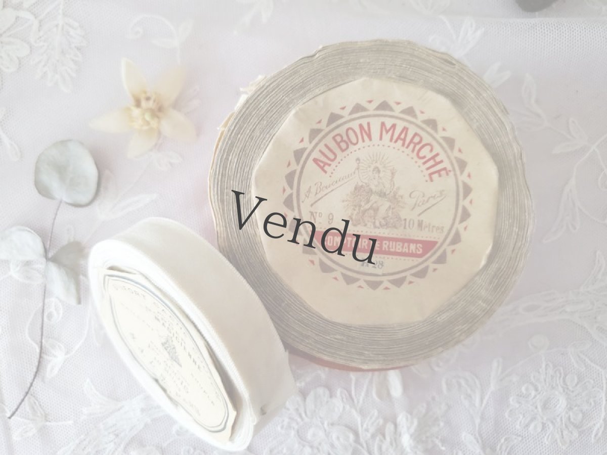 画像8: フランスヴィンテージ　AU BON MARCHÉのクレープ地リボン (8)