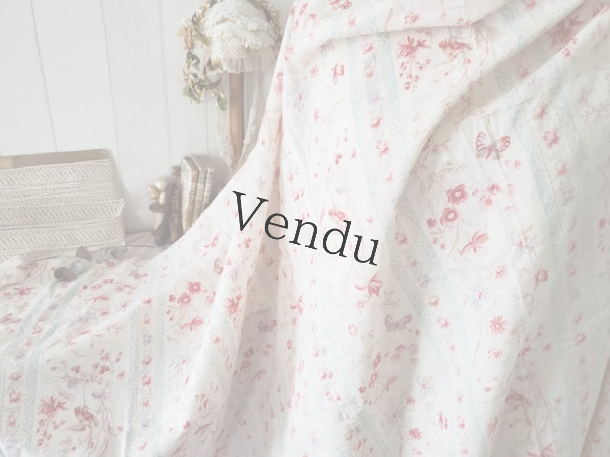 画像6: フランスヴィンテージ　やわらかに色褪せた春柄の端切れ 124×209cm (6)