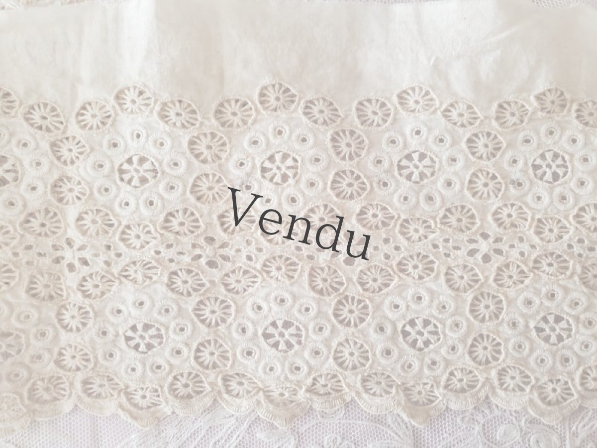 画像2: フランスアンティーク　カットワーク刺繍 幅広スカラップレース44cm (2)