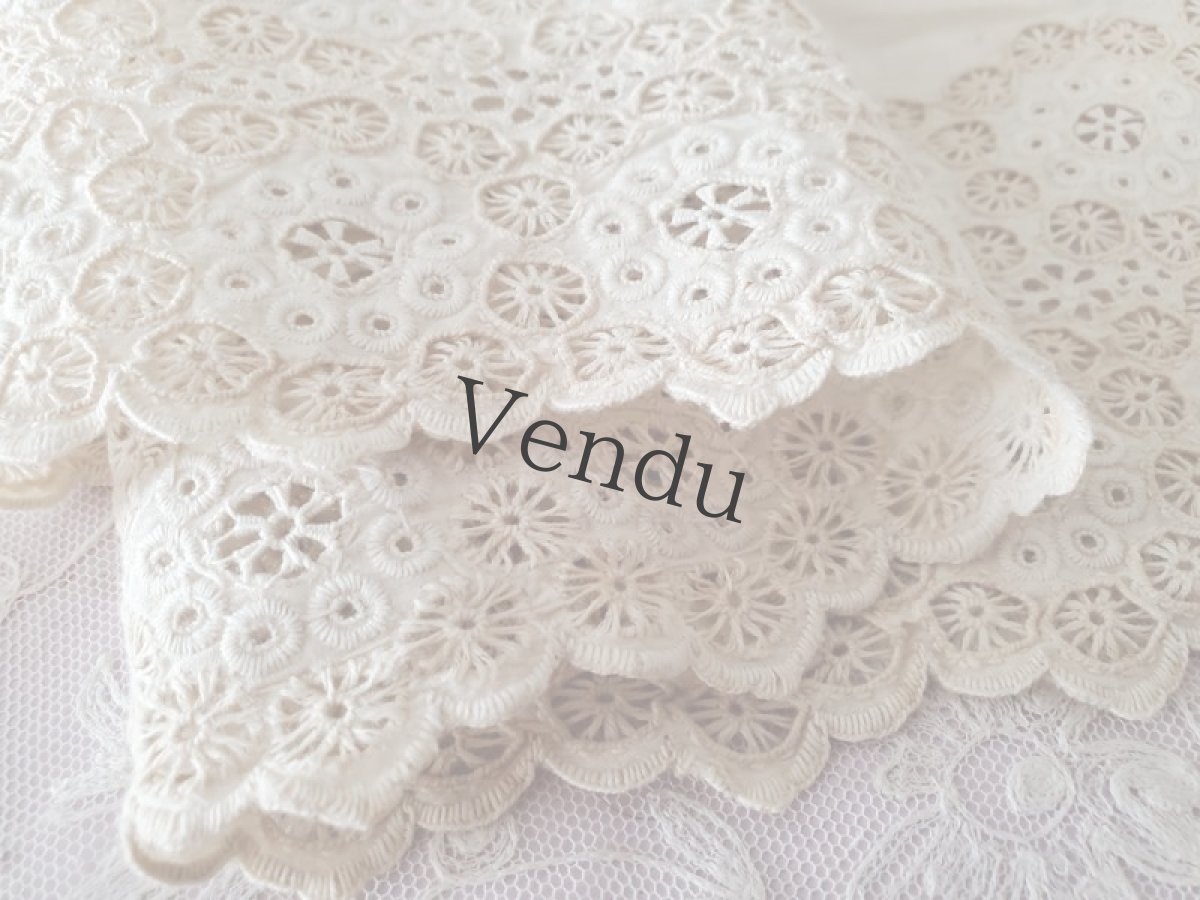 画像4: フランスアンティーク　カットワーク刺繍 幅広スカラップレース44cm (4)