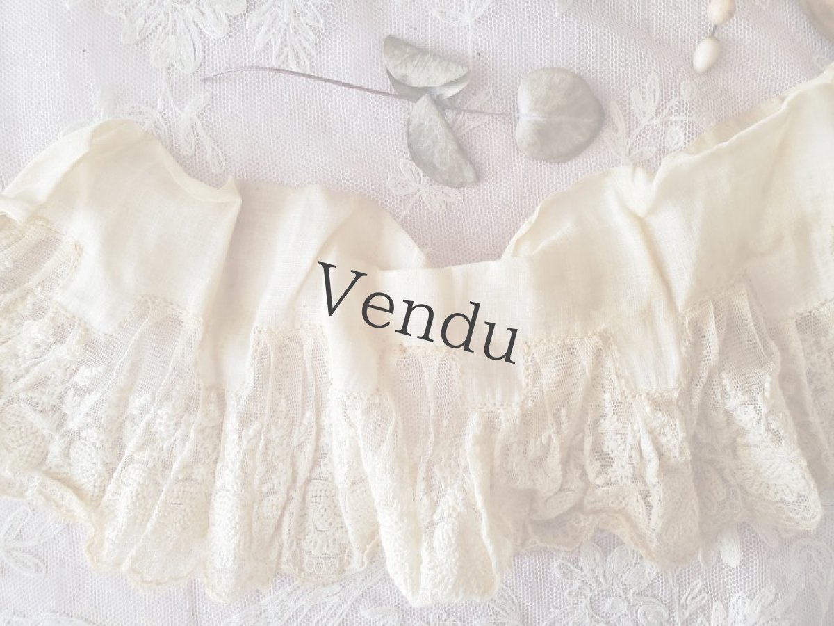 画像3: フランス 19世紀 チュール刺繍レース 端切れ 40cm (3)