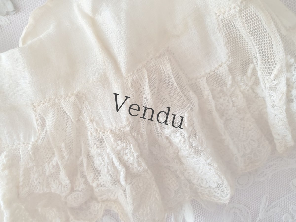 画像2: フランス 19世紀 チュール刺繍レース 端切れ 40cm (2)