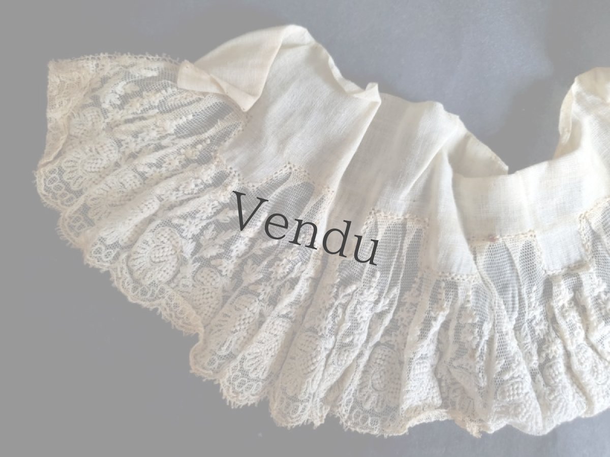 画像5: フランス 19世紀 チュール刺繍レース 端切れ 40cm (5)