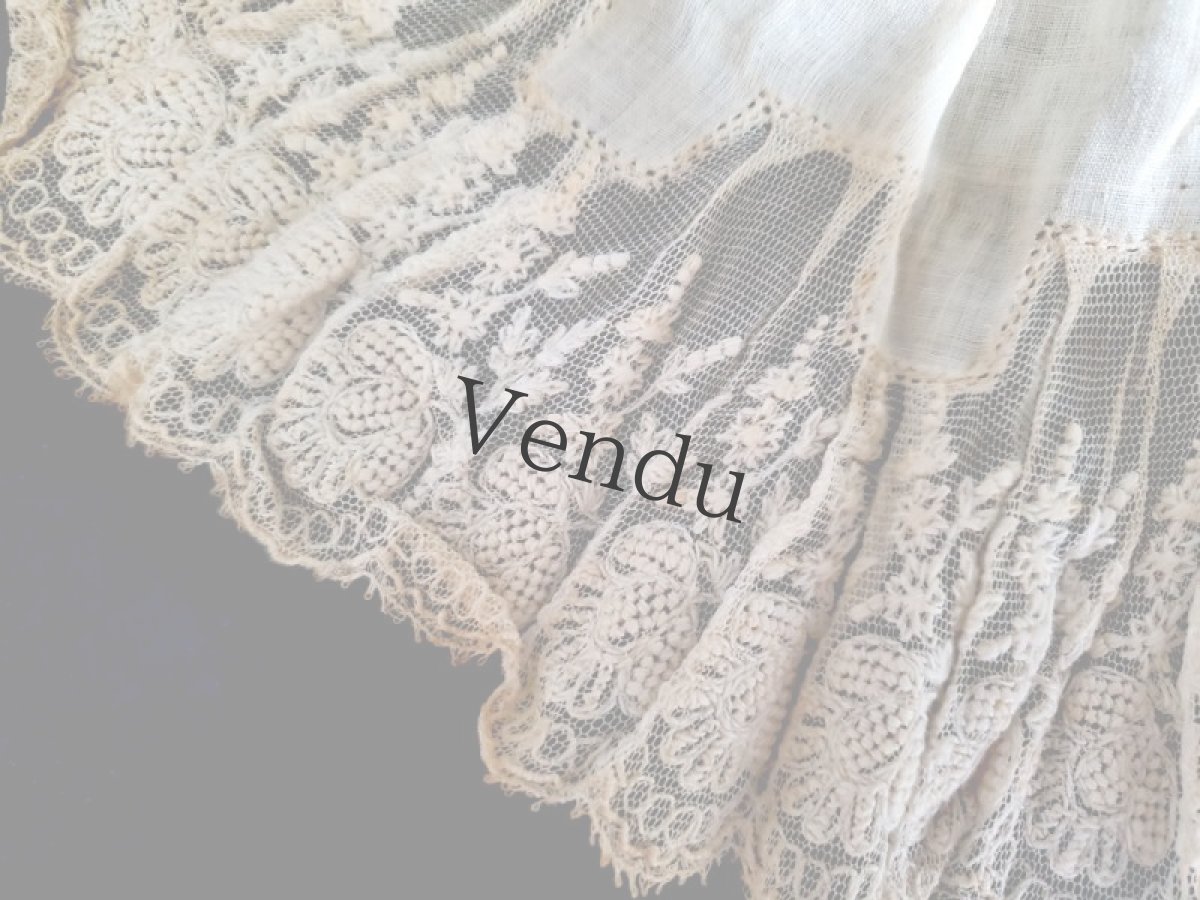 画像4: フランス 19世紀 チュール刺繍レース 端切れ 40cm (4)