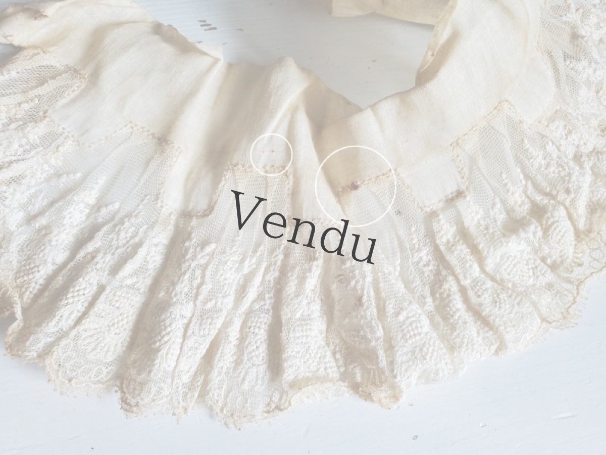 画像6: フランス 19世紀 チュール刺繍レース 端切れ 40cm (6)