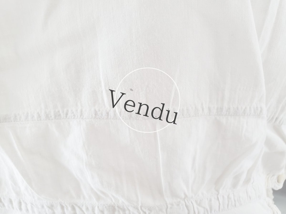 画像14: フランスアンティーク　コットンブラウス ノースリーブ (14)