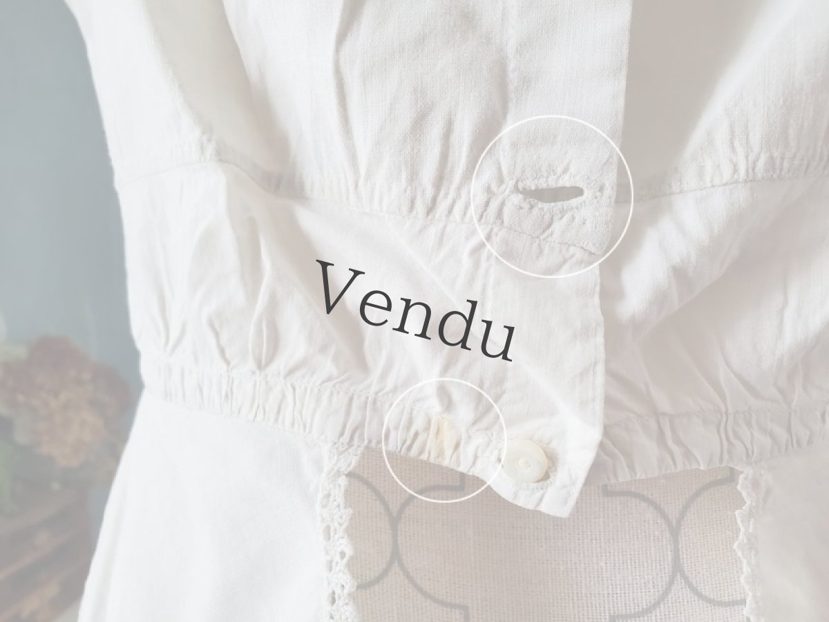 画像12: フランスアンティーク　コットンブラウス ノースリーブ (12)