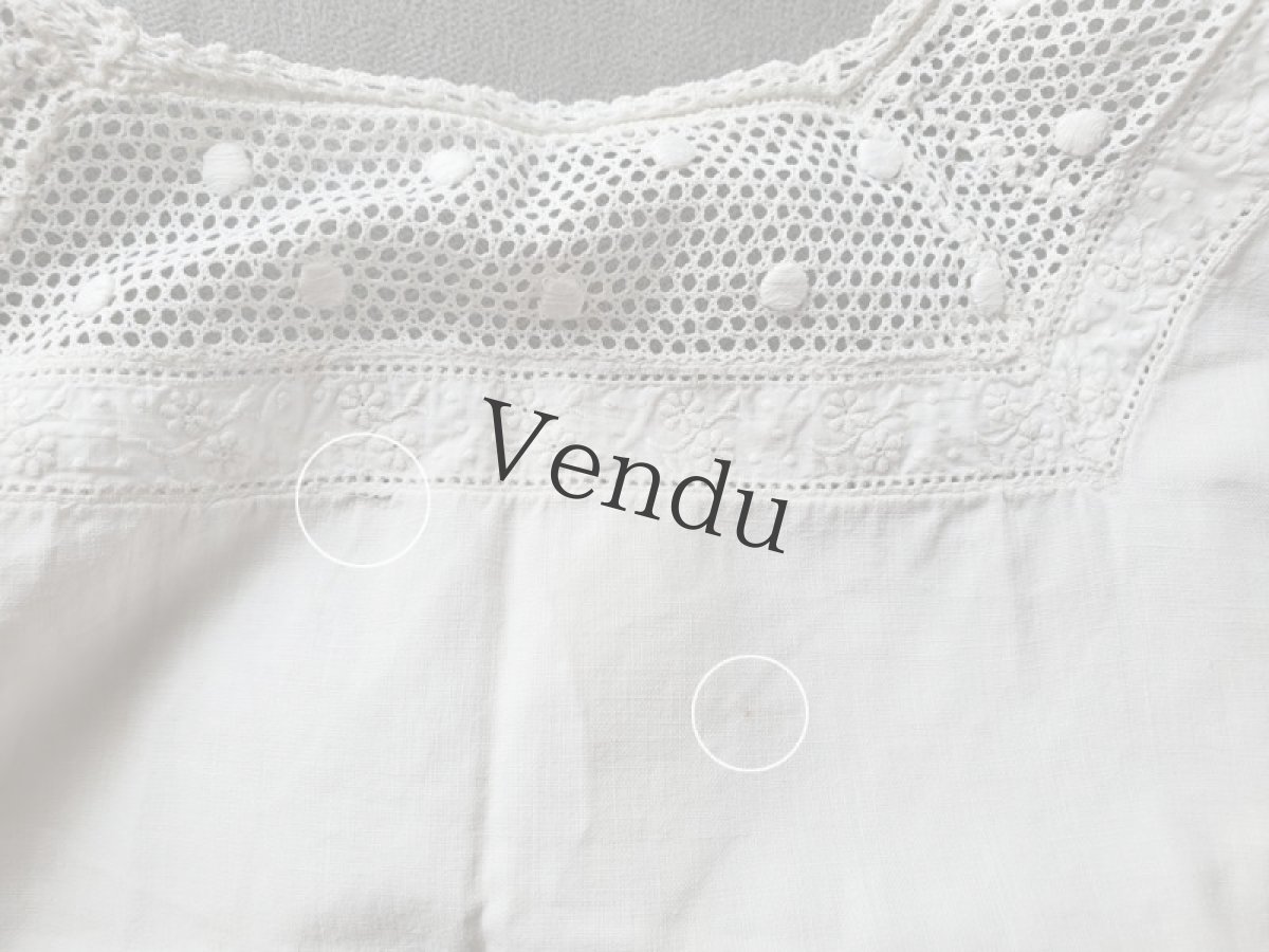 画像15: フランスアンティーク　コットンブラウス ノースリーブ (15)