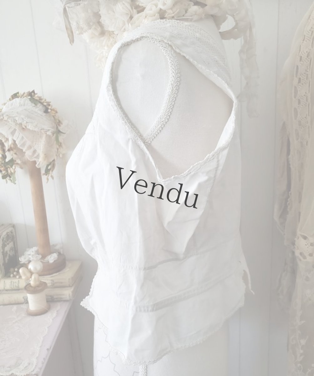 画像3: フランスアンティーク　コットンブラウス ノースリーブ (3)