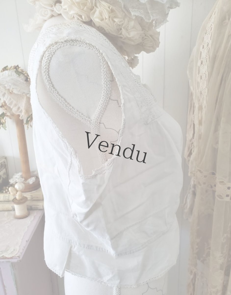 画像5: フランスアンティーク　コットンブラウス ノースリーブ (5)