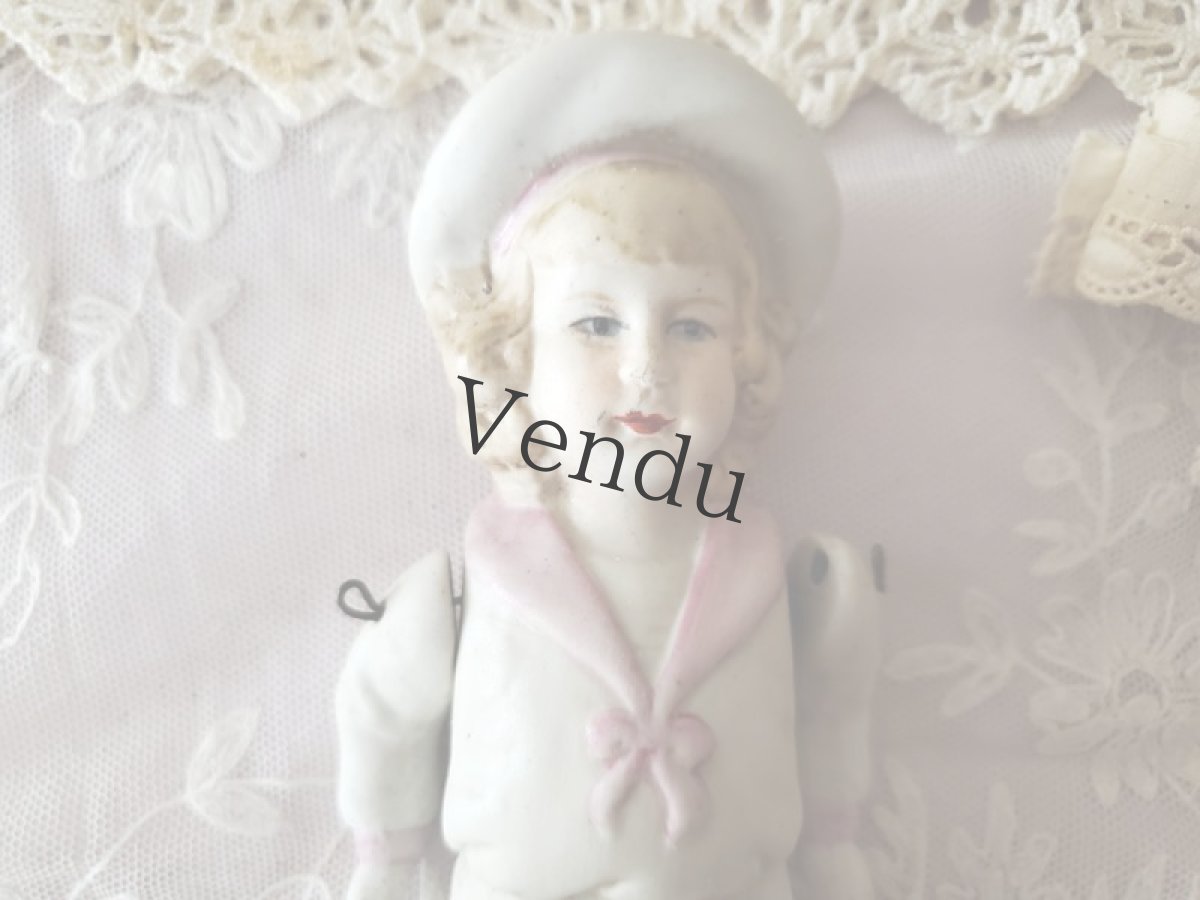 画像2: ドイツ 1910-1920年  ピンクセーラー服のビスクドール (2)